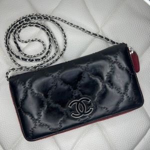 Chanel Wild stitch crossbody zip wallet